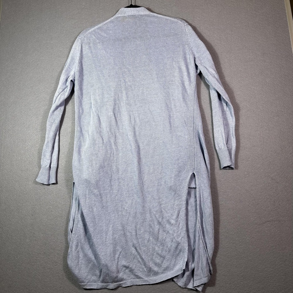 Polo Ralph Lauren Cardigan Sweater Womens Small Blue Linen Long Open Front Knit - Picture 3 of 8